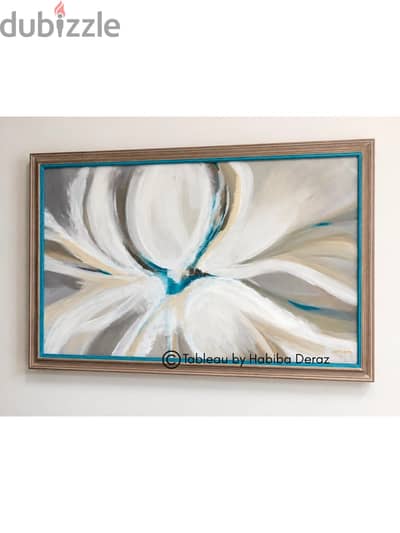 Large Original Abstract Floral Acrylic Painting | Framed