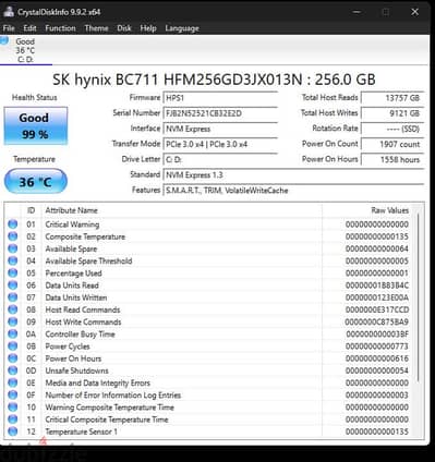للبيع SSD NVMe أصلي SK hynix BC711 256GB