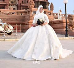 فستان زفاف فرح أبيض سوري تصميم راقي 0