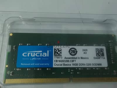 رامات لابتوب Crucial 16GB DDR4 3200MHz جديدة Sealed | أصلية Micron