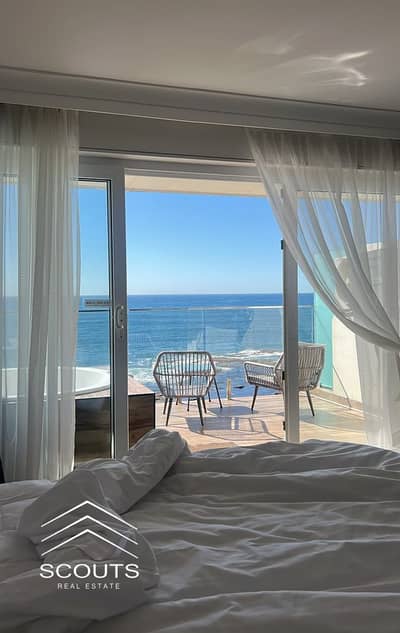 Chalet for sale in Seashore, fully finished, with an open view of the sea, direct sea view in the North Coast, Hyde Park Ras Al-Hekma