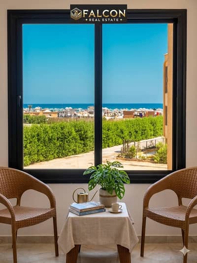 شاليه للبيع Finished ( 60م ) علي مصطبه 34 متر Full Sea View - في كون الساحل الشمالي KOUN NORTH COAST - دقايق من سيزر سوديك و LA Vista