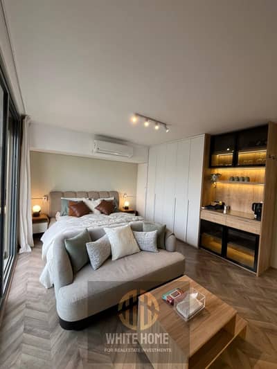 Studio with huge roof for rent ultra modern finishing, Fully Furnished in Sodic Villete Compound in New Cairo near to gardens & pools & near to mivida