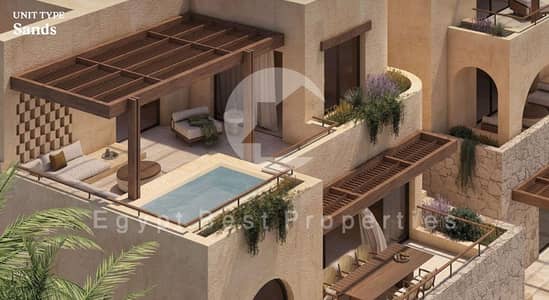 شاليه 2 غرف نوم للبيع مشطبه بالكامل والتكيفات باطلاله مميزه على البحر استلام سنه  باقساط تصل الى 5 سنوات فى رمله فى الساحل الشمالى