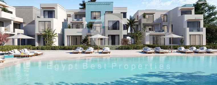 FINISHED 2 BEDROOM CHALET FOR SALE DIRECT LAGOON WITH LOWEST DP 10% ONLY IN PRIME LOCATION IN BEIT AL BAHER IN SIDI HENEISH IN NORTH COAST