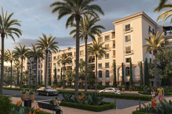 شقة 154 متر بحري بدور متكرر بكمبوند Village West الشيخ زايد ( فيلدج ويست كمبوند ) بنسبة بناء 20% فقط