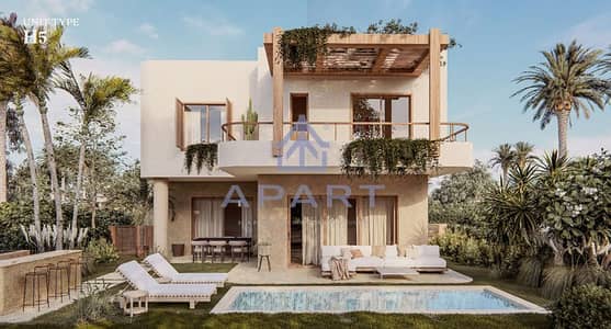 Vila 1st Row Sea View 3BR Prime Location Without Downpayment By Maralez @North Coast  @Ramla For Sale Up To 8 Years