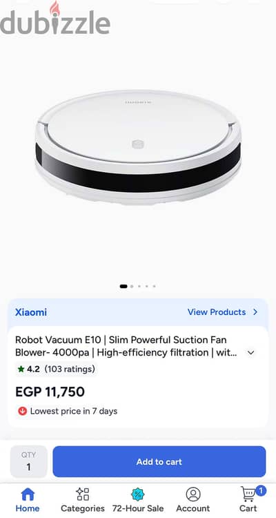 مكنسة شاومي الروبوت الذكية Xiaomi Robot Vacuum E10 (استخدام شهرين فقط