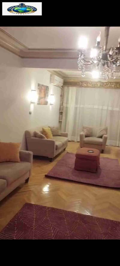 Furnished apartment for rent, Zahraa El Maadi, Sector Seven, Main Street, hotel-like, consisting of two bedrooms, a reception, a bathroom, and a back kitchen, fully air-conditioned, Wi-Fi, natural gas, fourth floor, elevator