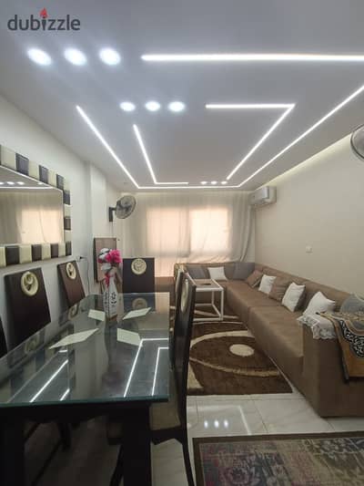 Furnished apartment for rent in Madinaty 107m, special finishing, first residence, fully air-conditioned B12