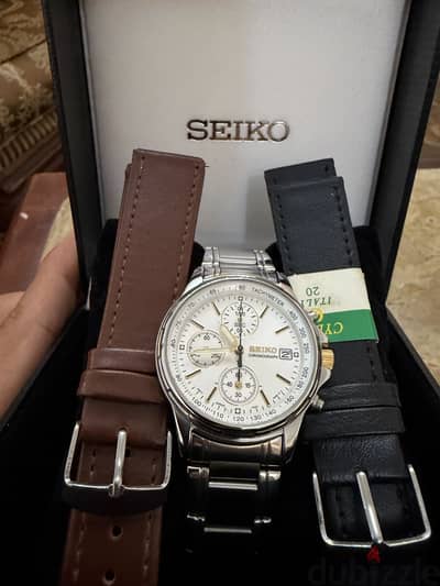 ⌚ Seiko Chronograph Original – Full Set – حالة ممتازة جدًا