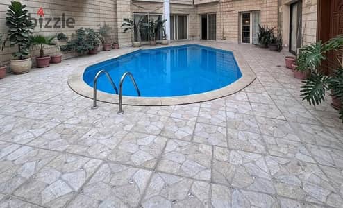 Luxury fully furnished duplex for rent in the prestigious Sarayat Maadi area, featuring a private entrance, elegant finishing, a charming private gard