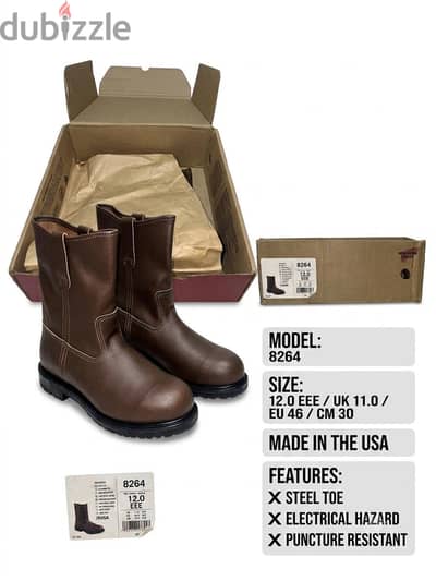 حذاء سيفتي ريد وينج أصلي Red Wing 8264 - مقاس 46 (جديد بالعلبة)