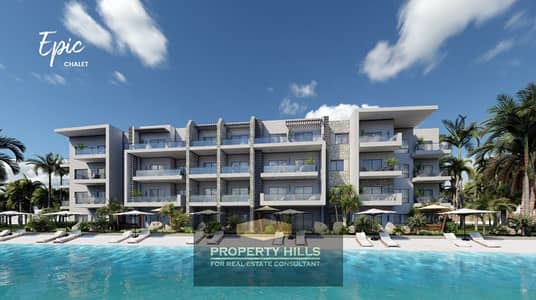 Chalet for sale with two furnished rooms and air conditioning, with a direct view of the sea in the North Coast of Egypt, in installments over 10 years.