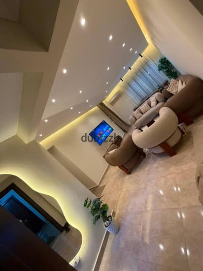 Apartment for rent 130m ultra super lux furnished compound Jannah Zayed2 with a wonderful open view Sheikh Zayed ELshiekh zayed
