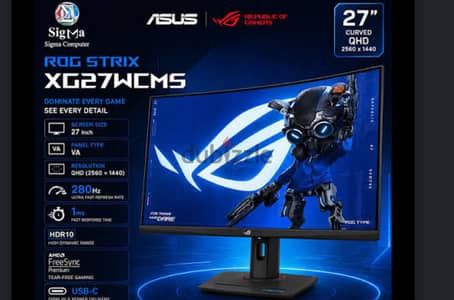 ASUS ROG Strix XG27WCMS 27 QHD 280Hz curved HDR10, FreeSync Premiu 1ms