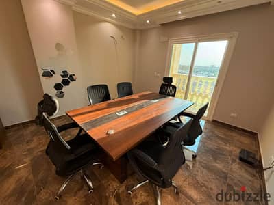 Furnished and fully equipped office for rent, 160 sq m, first row directly on North 90th Street, Al-Tagammu