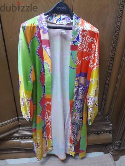 colorful satin kimono