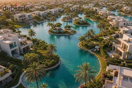 كمباوند CREEKS شقه غرفتين ارضي بجاردن متشطبه بالكامل في كمبوند Creeks