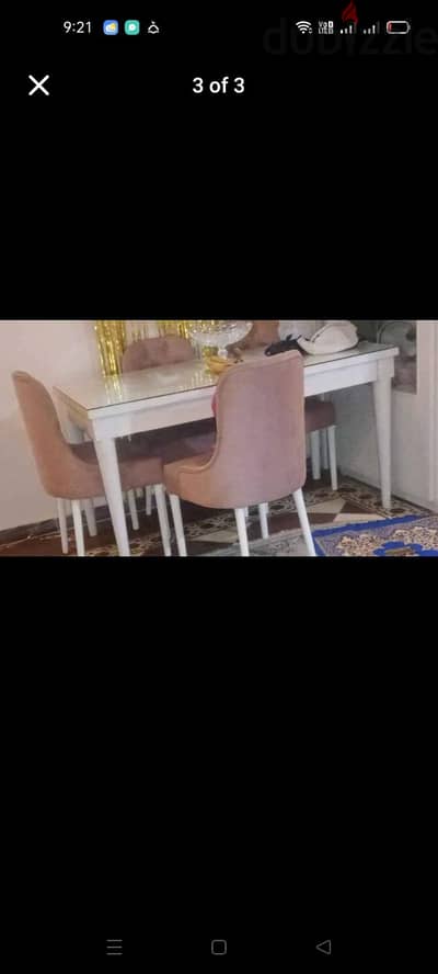 سفرة ٦ كراسي قطيفه وبار ب مرايه وتربيزة تلفزيون