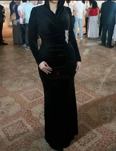 Black Sequin Evening Gown - Size 42
