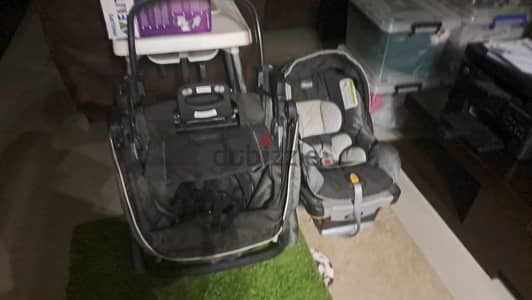 stroller + car seat Chicco) كرسى سيارة + عربة اطفال)
