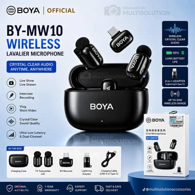 BOYA BY-MW10 | ميكروفون لاسلكي ثنائي مع علبة شحن (USB-C)