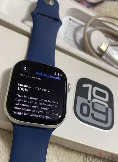 Apple Watch series 10 silver ابل واتش 10 سلڤر بطارية 100