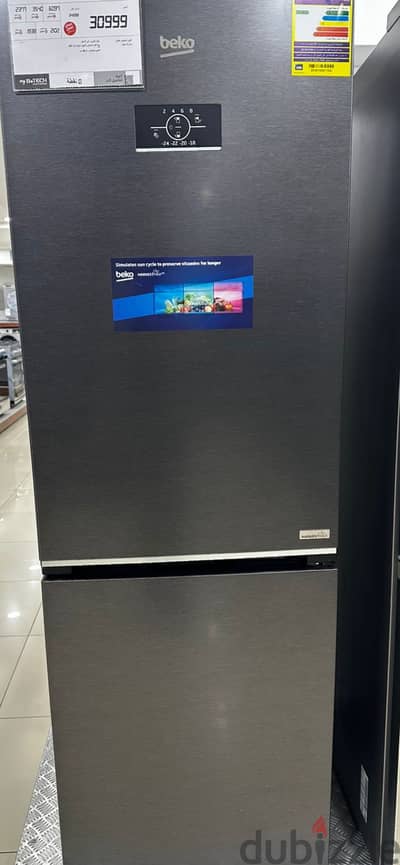تلاجة beko بابين 367 سعة  رمادي غامق