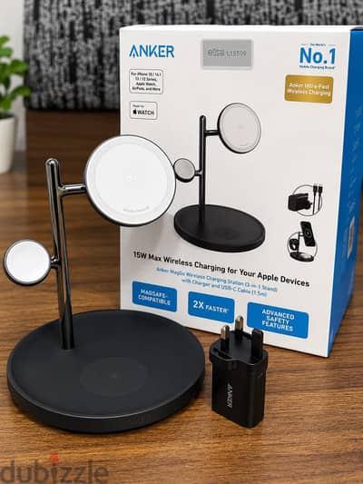 للبيع قاعدة الشحن الأصلية Anker MagGo Wireless Charging Station 3-in-1