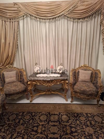 salon room /   صالون كلاسيك خشب زان مدهب