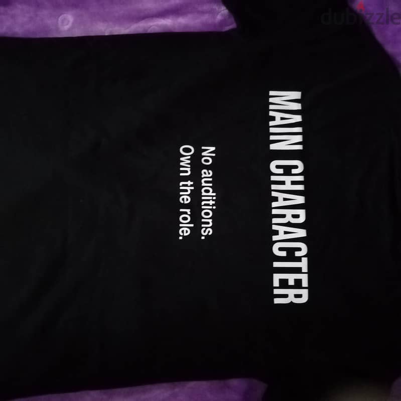 Black oversized trendy “main character tee” 2