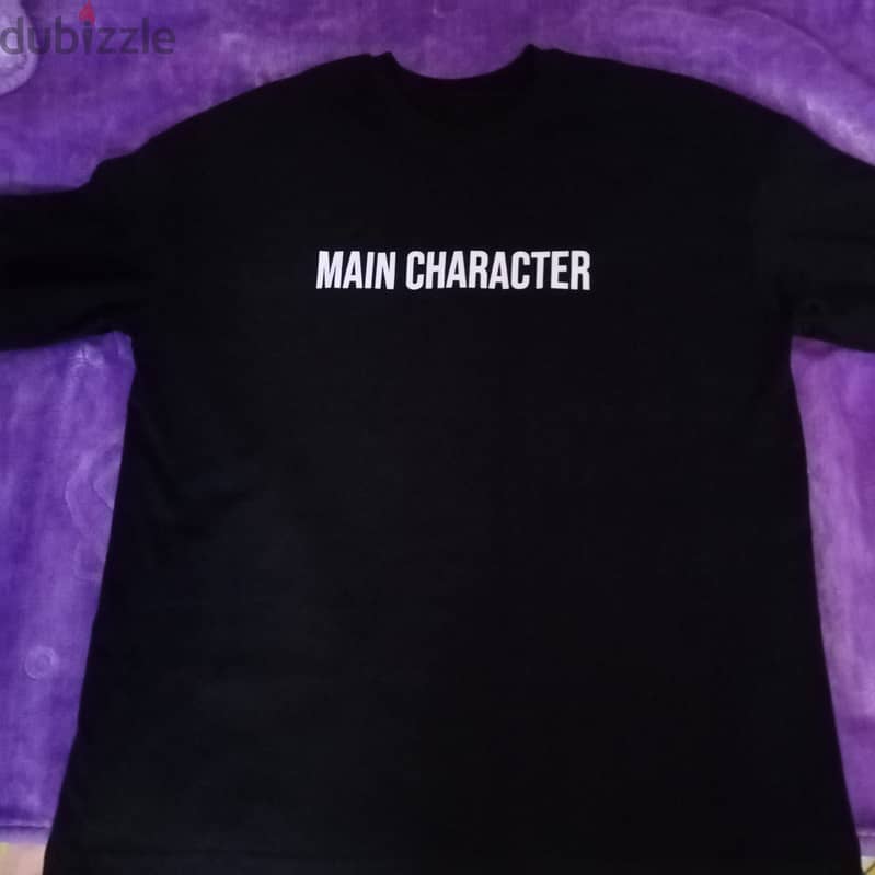 Black oversized trendy “main character tee” 3