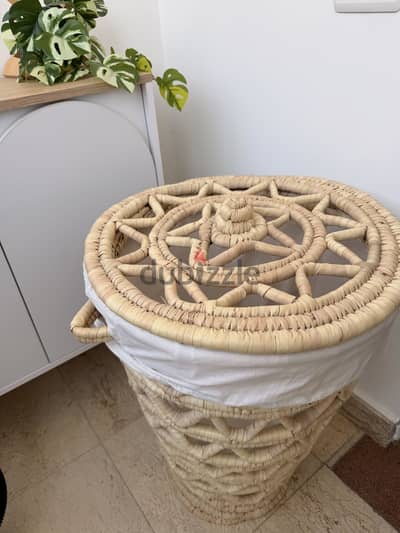 سلة غسيل خوص khoos laundry basket 70 cm