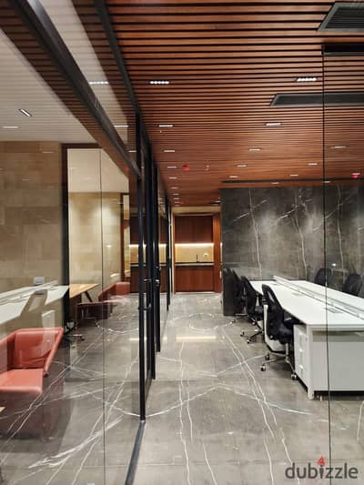 Furnished, air-conditioned office space of 130 m² for rent in Mivida Business Park, Fifth Settlement
