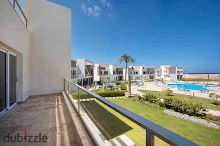 Fully finished chalet for sale with a garden and panoramic sea view in the Yod Resort by Al Ahly Sabbour, next to Amwaj - Ras El Hekma, North Coast.