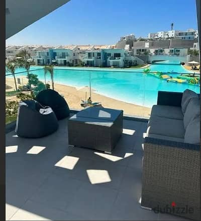 A fully finished two-bedroom chalet on the sea in La Vista Al Sahel village, next to Fouka Bay, North Coast, Ras El Hekma
