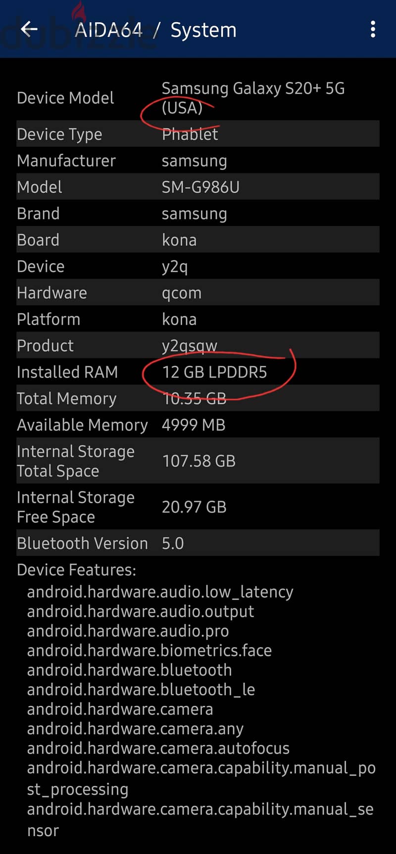 Samsung Galaxy S20+ PLUS 5G 12ram SNAPDRAGON 7