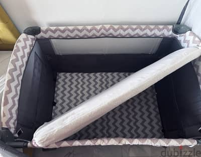 Portable Travel baby Bed - Grey with a mattress