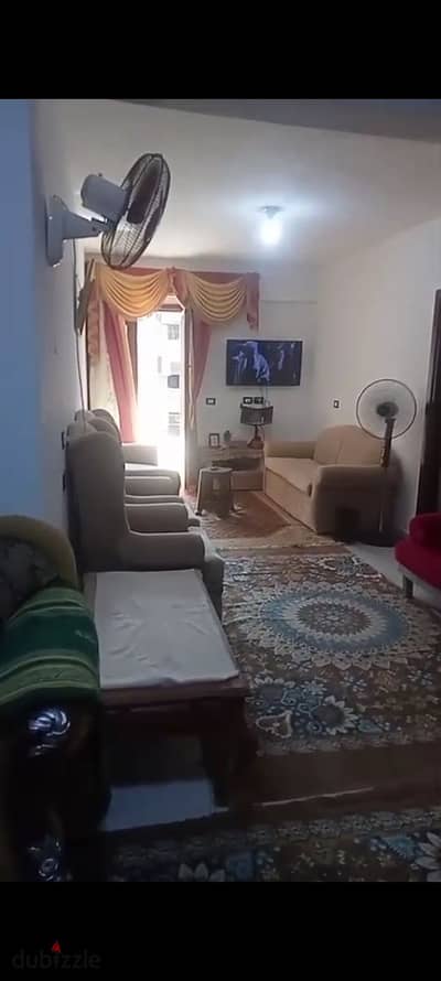 Furnished apartment for annual rent for family, groom, or company 2 bedrooms reception two pieces kitchen bathroom fifth floor upper comfortable stairs in Alexandria Al-Ajami Kilometre 21 in a very distinctive location