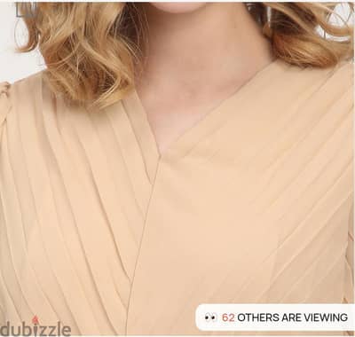 فستان بولو اوريجنال ميدي نسائي شيفون بليسيه – بيج Dress