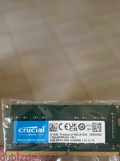 crucial 8GB RAM , 2666 mhz SODIMM