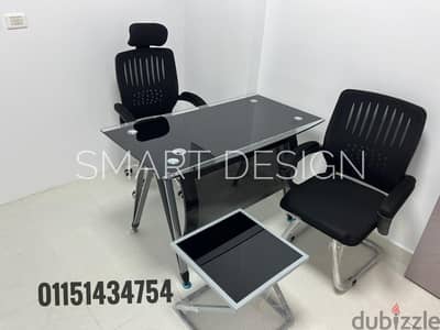 مكتب موظف زجاج سكوريت بشاسيه معدن  مقاس 120 سم