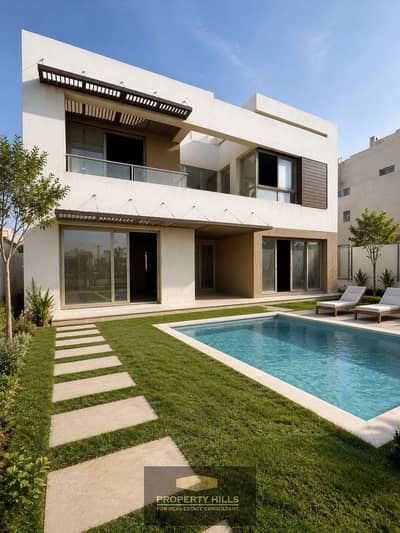 Panoramic villa for immediate occupancy 468 m 3 floors with private pool a great deal at the best price in Sheikh Zayed next to Al Karma