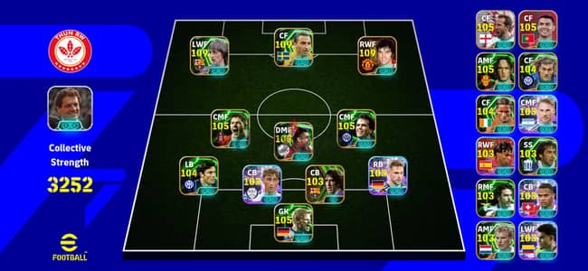 حساب بيس موبايل مع اقوي لاعيبة - ريت ٣٢٥٢ - حساب efootball
