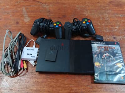 بلايستيشن 2 Slim معدل + 2 دراع + كارت ميموري + HDMI