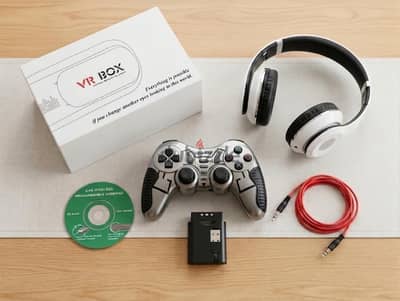 قطع إلكترونيات وألعاب (دراع وايرلس Gigamax + نظارة VR Box + سماعة رأس)