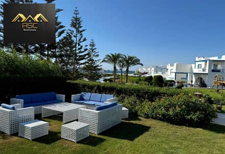 Ground floor chalet with garden for sale, ready to move in, in Mountain View North Coast – Ras El Hekma  Pool view and next to the lagoon Rhodes Phase