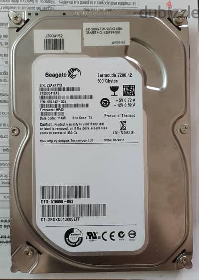 Hard Disk Seagate 500 GB / Health exllant