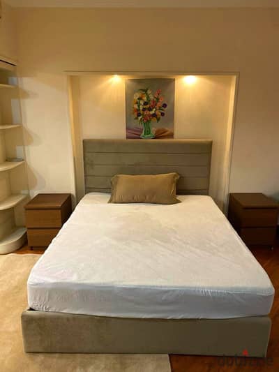 Furnished hotel apartment for rent in Sarayat Al Maadi, quiet and upscale location, ground floor, private entrance, private garden.